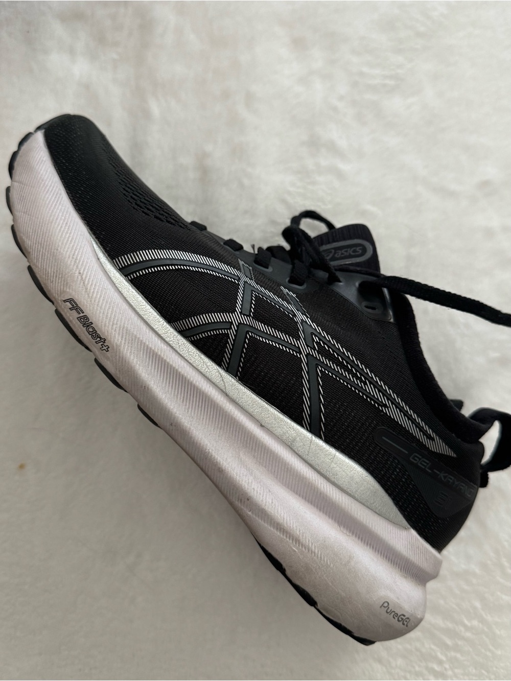ASICS Pure Gel Black and White Womens Athletic Running Shoe